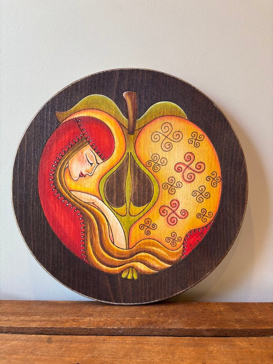 Пирографирана дървена картина ‘Неродена’ – ръчно изработена върху бук